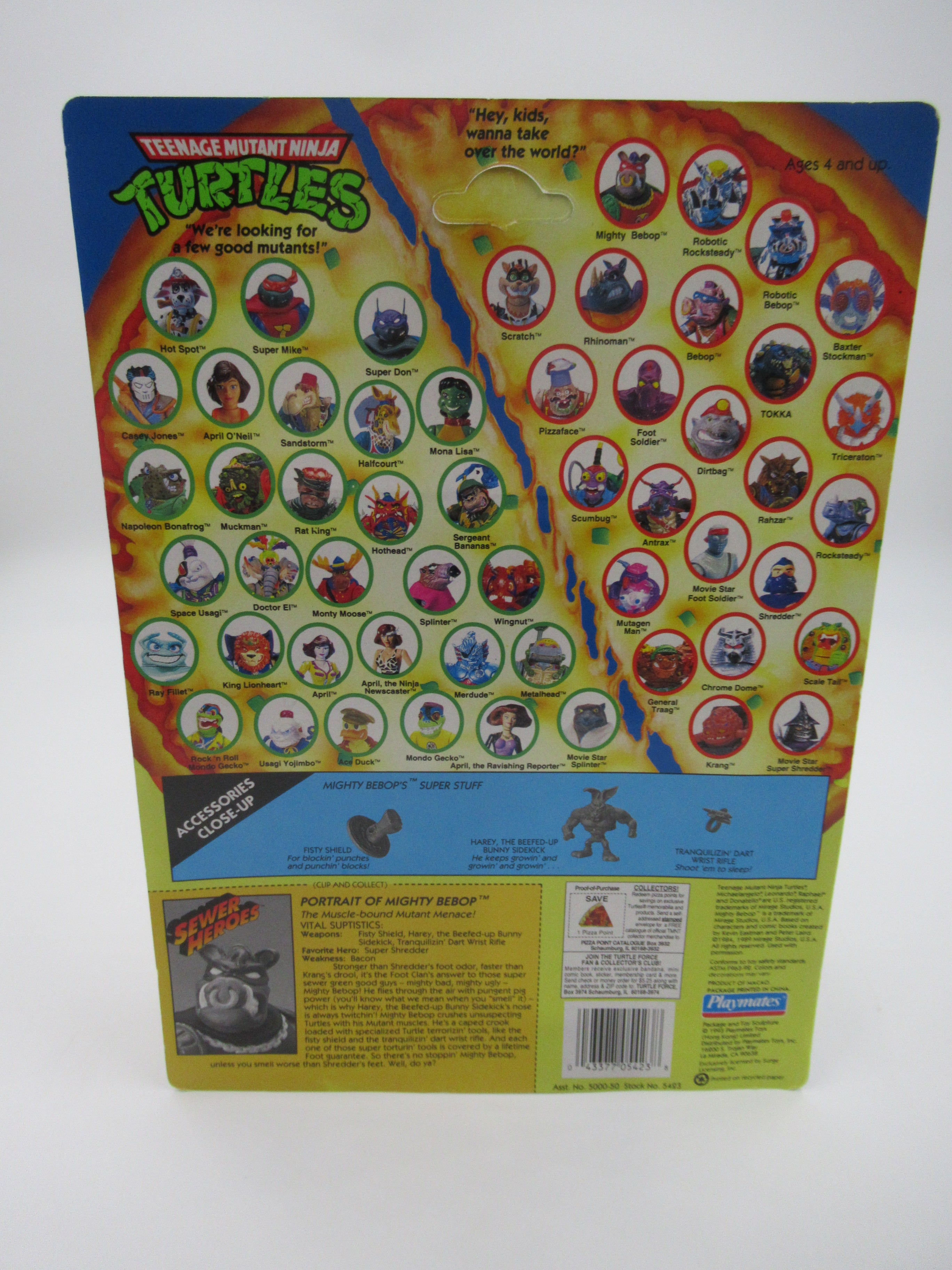 Teenage Mutant Ninja Turtles Sewer Heroes Mighty Bebop (Orange Weapons) 4.5" Figure TMNTs - Playmates (1993)